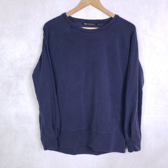 Athleta Women's XS Navy Blue Long Sleeve Pullover Sweater, Round Neck Sweatshirt - Picture 1 of 5